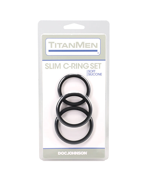 TitanMen Slim C-Ring 3 pc Silicone Set - Black