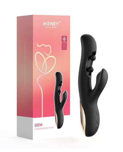 GEM Twin Balls Rabbit Vibrator - Black