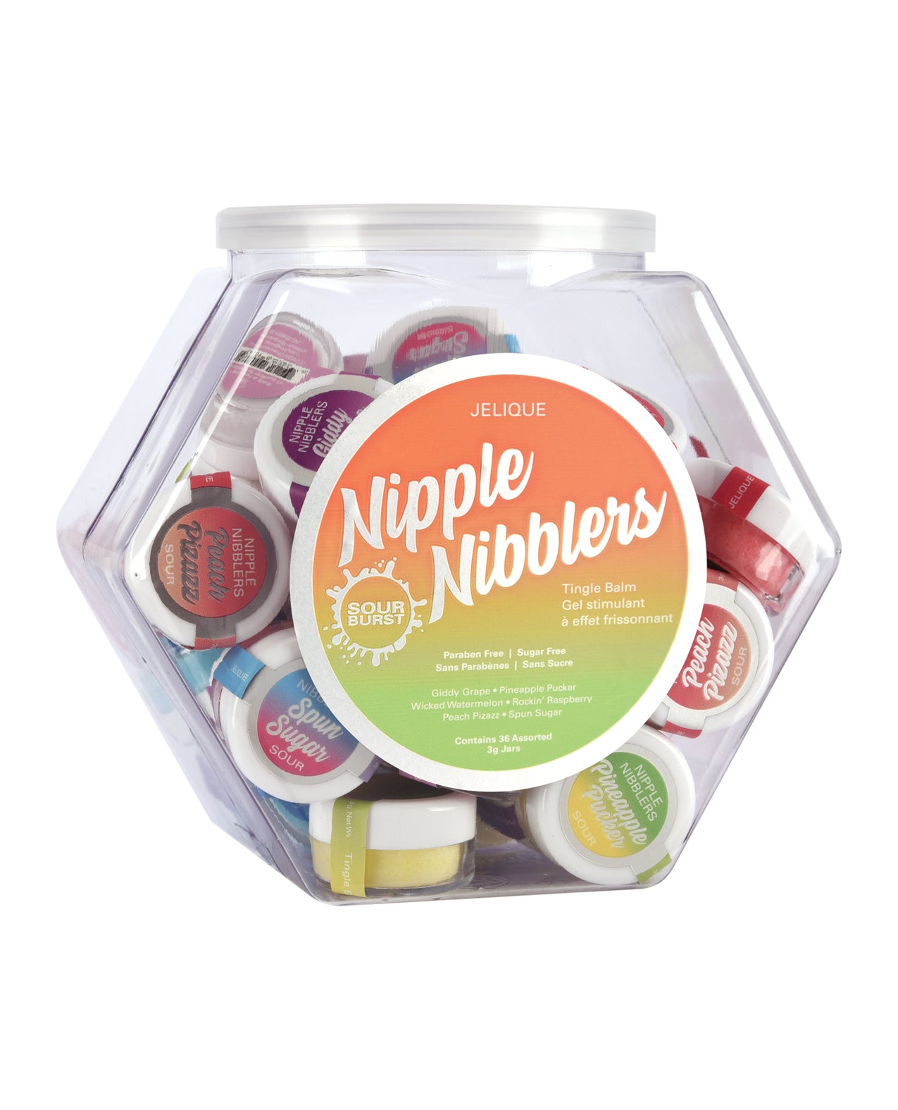 Jelique Nipple Nibbler Sour Balm Fishbowl - Asst. Display of 36 Flavors