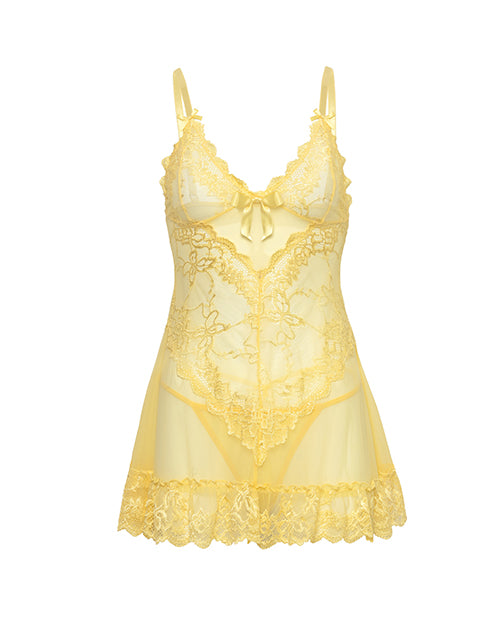 Valentine Lacey Babydoll w/G-String - Pale Banana LG