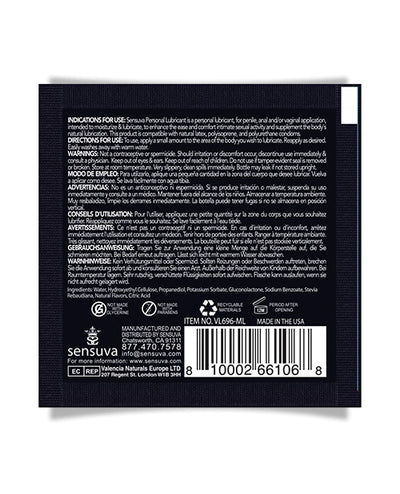 Sensuva Natural Water Based Personal Lubricant Single Use Packet - 6 ml Cotton Candy