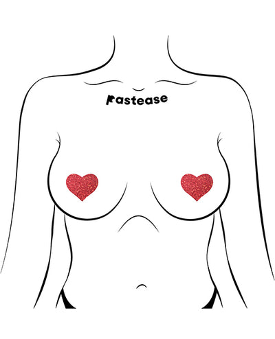 Pastease Premium Petites Glitter Heart - Red O/S Pack of 2 Pair