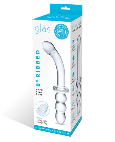 Glas 8" Ribbed G-Spot Glass Dildo