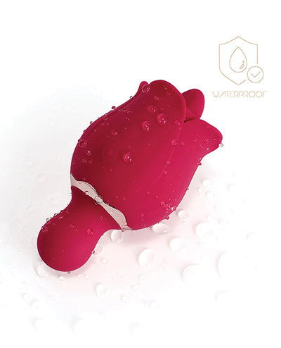 =Sylvia Tongue Licking Rose Vibrator - Red