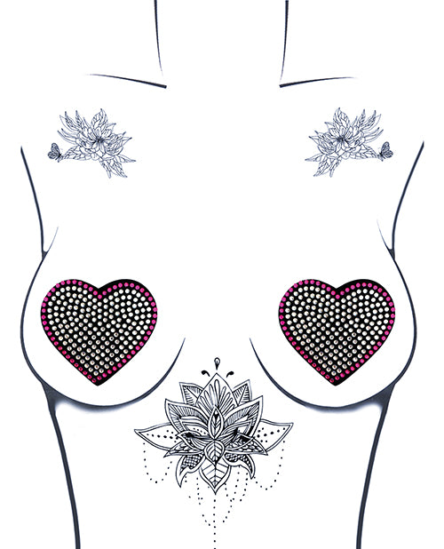 Burlesque Heart N' Soul Crystal Heart Nipztix - Pink/Clear O/S