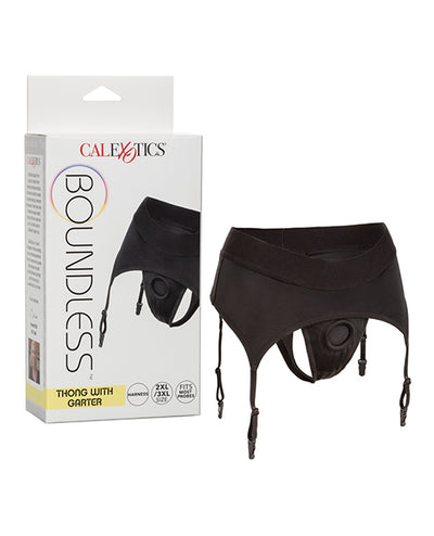 Boundless Thong w/Garter 2L/3XL - Black