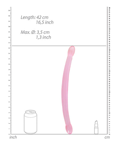 Shots RealRock Crystal Clear 17" Double Dildo - Pink