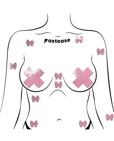 Pastease Mini Faux Leather Bows - Baby Pink Pack of 8
