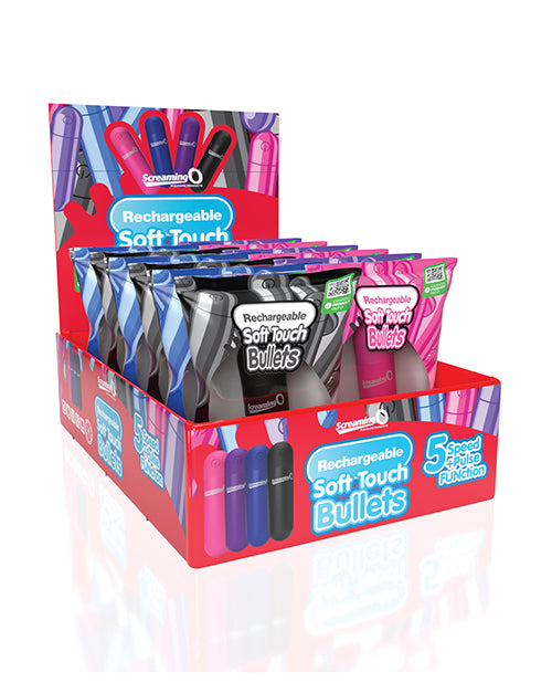 Screaming O Soft Touch Rechargeable Bullets POP Box - Asstd. Colors Display of 12