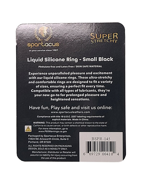 Spartacus Liquid Silicone Cock Ring Small - Black