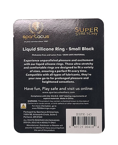 Spartacus Liquid Silicone Cock Ring Small - Black