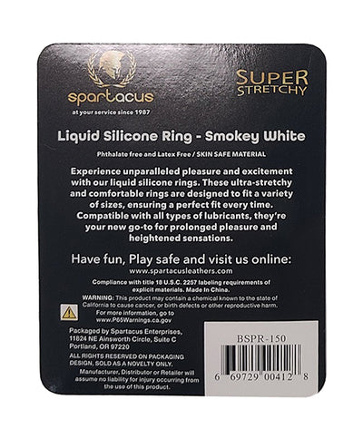 Spartacus Liquid Silicone Cock Ring - Smokey White