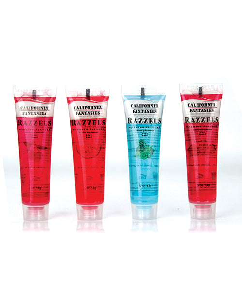 Razzels 3 in 1 Warming Lubricant  - .5 oz Tube Asst. Flavors Bulk Bag of 52