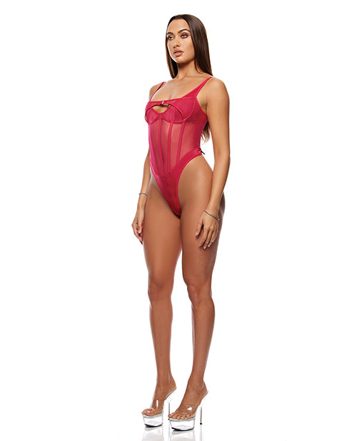 Layers To This Mesh and Knit Teddy - Pink MD