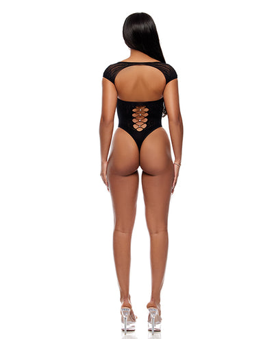 Cross Your Mind Seamless Teddy w/Rhinestone Accents - Black O/S