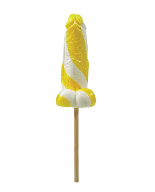 Cock Tailz Liquor Flavored Pecker Pops - Banana Daiquiri Yellow /White Stripe