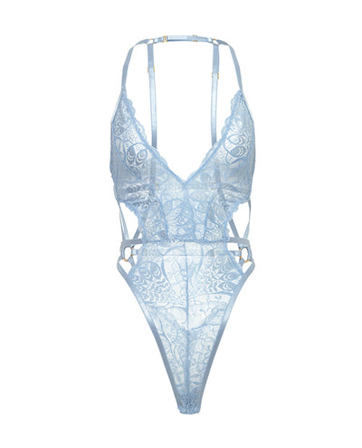 Lina Lace Halter Teddy - Brunnera Blue L/XL