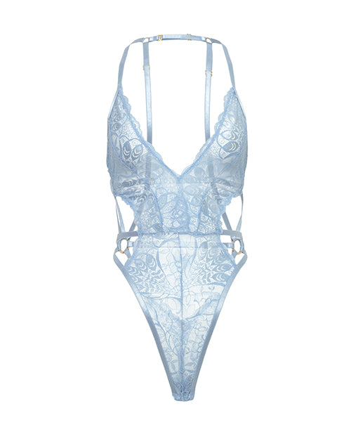 Lina Lace Halter Teddy - Brunnera Blue S/M