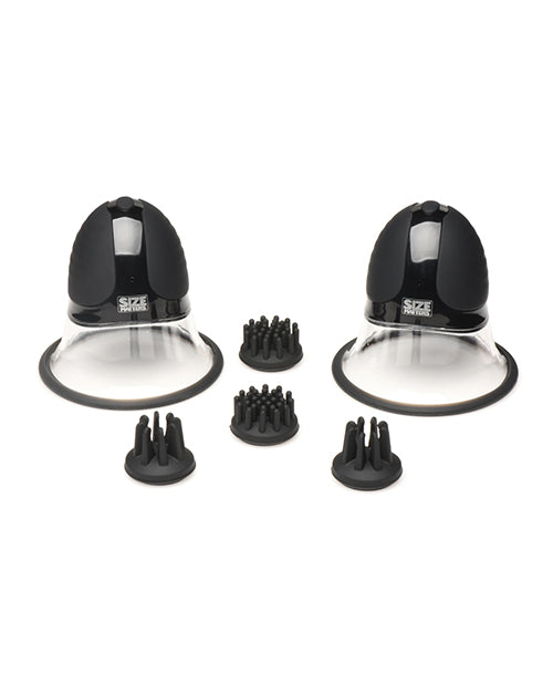 Size Matters 10X Rotating Silicone Nipple Suckers w/ 4 Attachments - Black