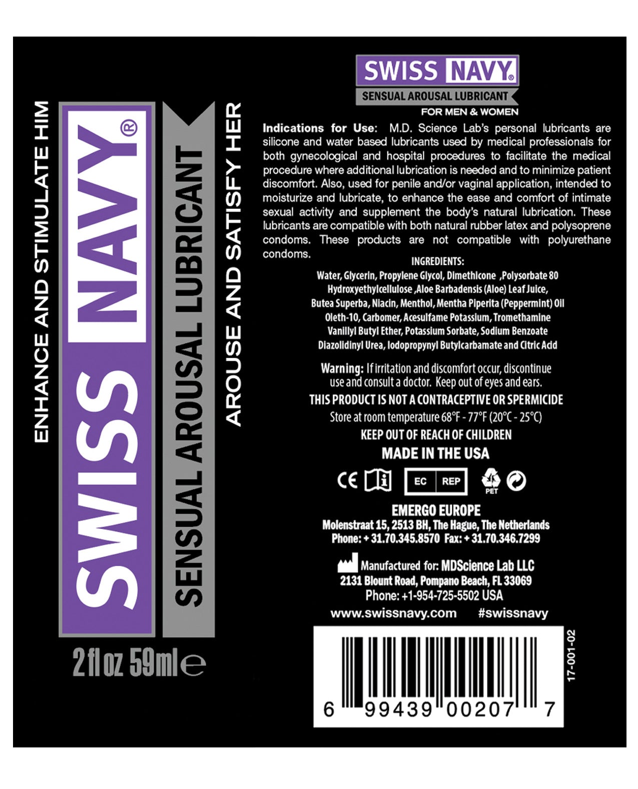 Swiss Navy Sensual Arousal Lubricant - 2 oz