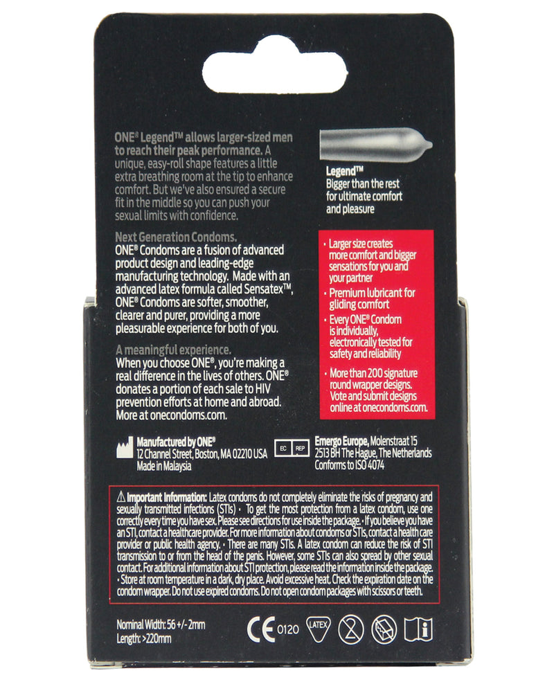 One The Legend XL Condoms - Box of 3