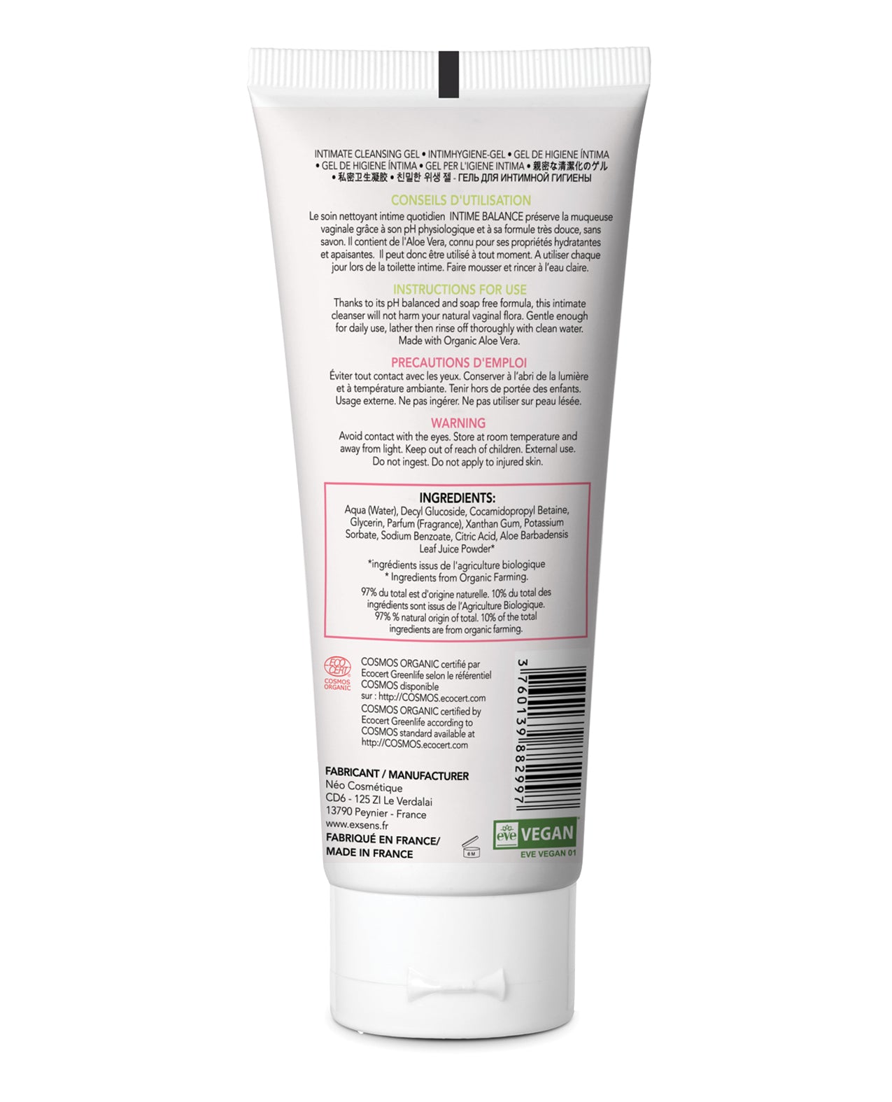 EXSENS Intimate Balance Cleansing Gel - 3.4 oz