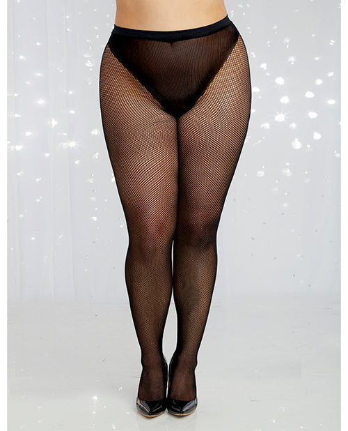 Valentines Fishnet Pantyhose w/Rhinestone Back Seam Black QN