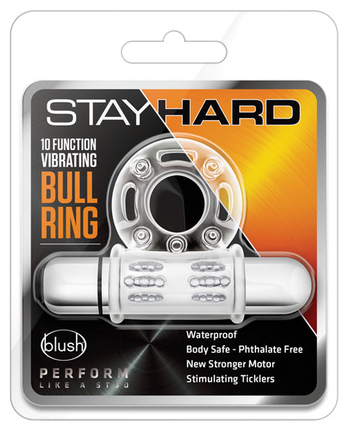 Blush Stay Hard 10-Function Vibrating Bull Ring Cock Ring
