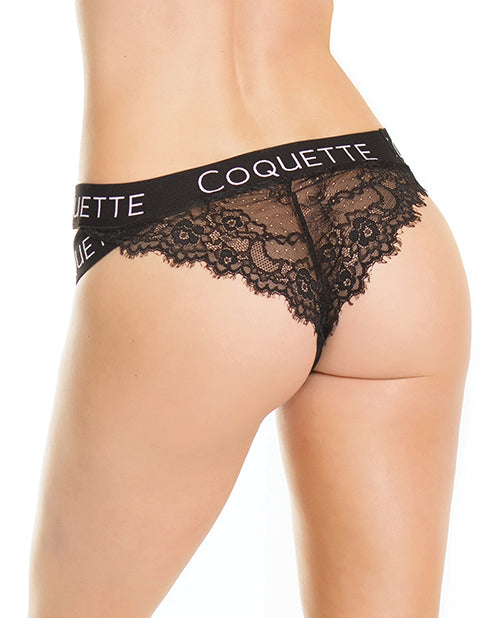 Fine Lace Back w/Double Strap Waistband - Black