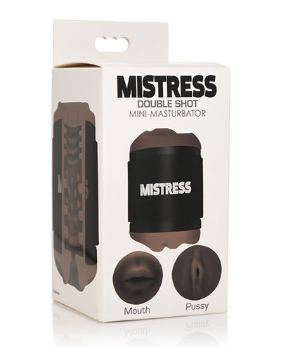 Curve Novelties Mistress Double Shot Mini Masturbator Mouth & Pussy  - Dark