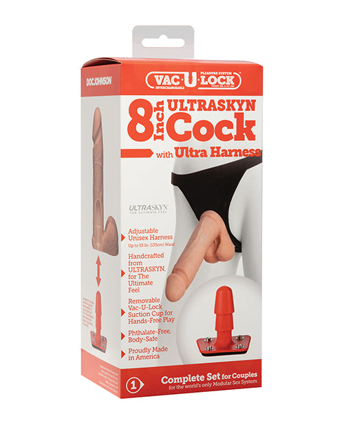 Ultra Harness 2 w/8" Ultraskyn Cock - White