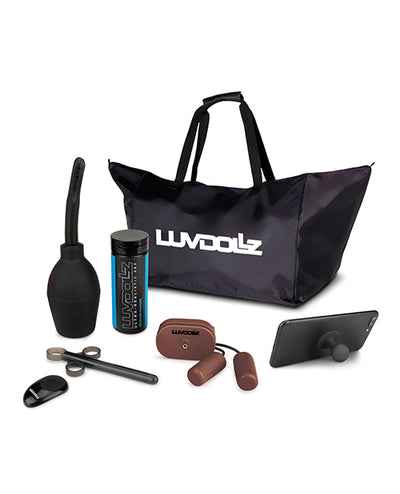 Luvdolz Remote Control Rechargeable Spread Eagle Pussy & Ass w/Douche - Mocha