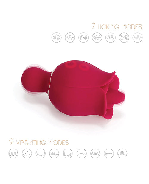 =Sylvia Tongue Licking Rose Vibrator - Red