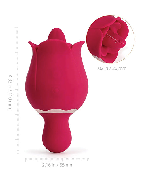 =Sylvia Tongue Licking Rose Vibrator - Red