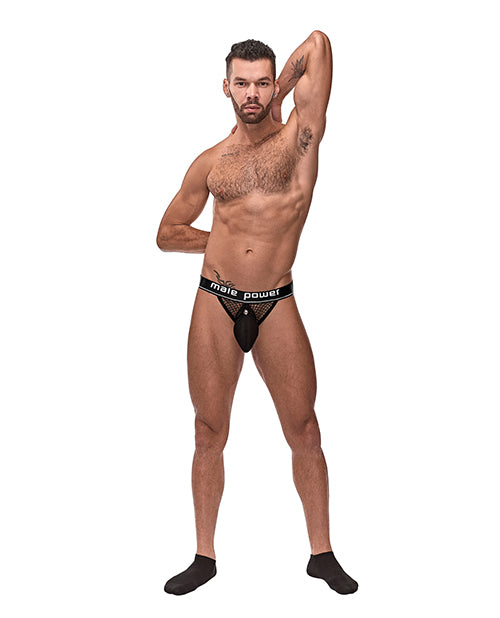 Cock Pit Fishnet Cock Ring Jock - Black