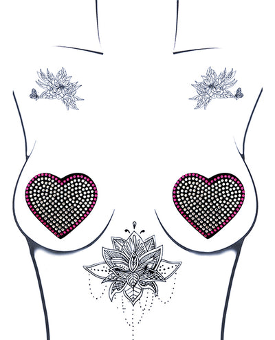 Burlesque Heart N' Soul Crystal Heart Nipztix - Pink/Clear O/S