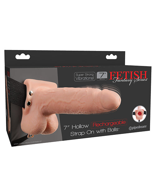 Fetish Fantasy Series 7" Hollow Rechargeable Strap On w/Remote - Assorted Colors