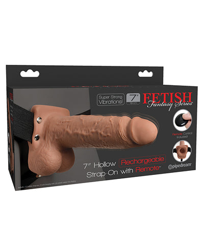 Fetish Fantasy Series 7" Hollow Rechargeable Strap On w/Remote - Assorted Colors