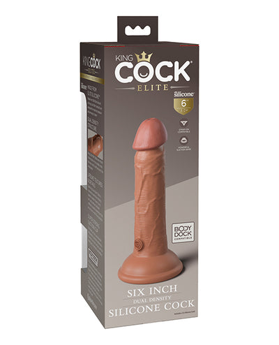 King Cock Elite 6" Dual Density Silicone Cock - Tan
