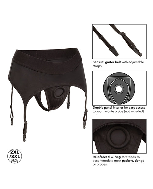 Boundless Thong w/Garter 2L/3XL - Black