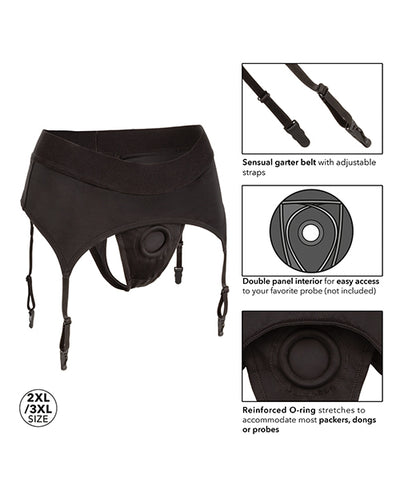 Boundless Thong w/Garter 2L/3XL - Black