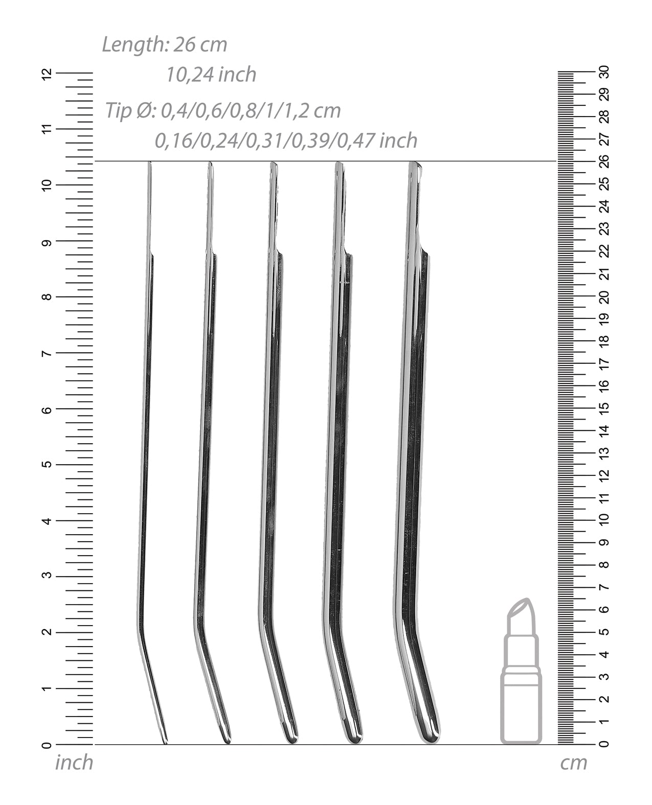 Shots Ouch Urethral Sounding Metal Dilator Set