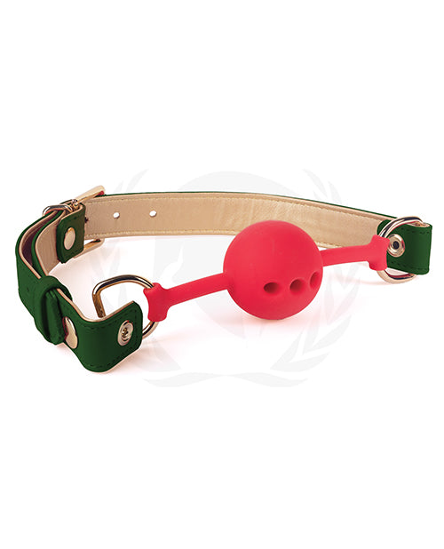 Spartacus Silicone Ball Gag w/Gold PU Straps 46 mm - Assorted Colors
