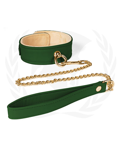Spartacus Plush Lined PU Collar & Chained Leash