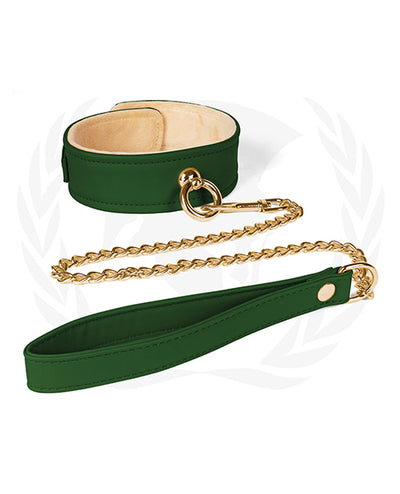 Spartacus Plush Lined PU Collar & Chained Leash