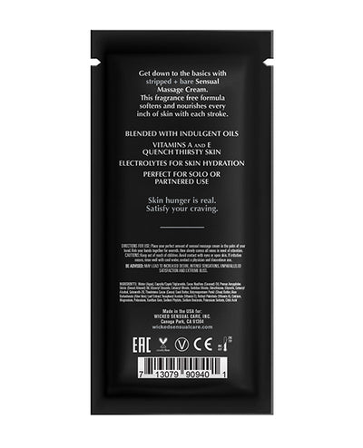 Wicked Sensual Care Stripped & Bare Unscented Massage Cream  - .34 oz