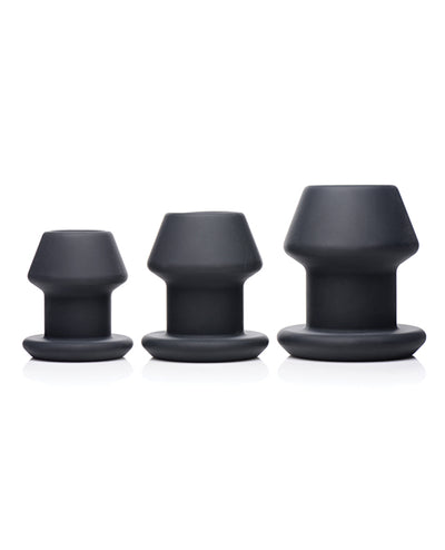 Master Series Gape-Grommets 3 pc Hollow Silicone Anal Dilator Set - Black