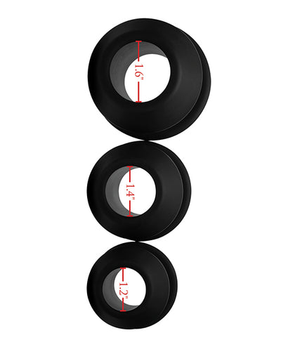 Master Series Gape-Grommets 3 pc Hollow Silicone Anal Dilator Set - Black